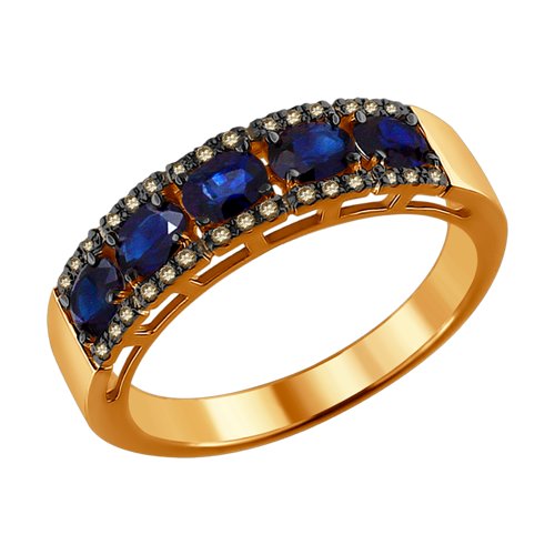 SOKOLOV Золотое кольцо с коньячными бриллиантами и сапфирами SOKOLOV CRUISE