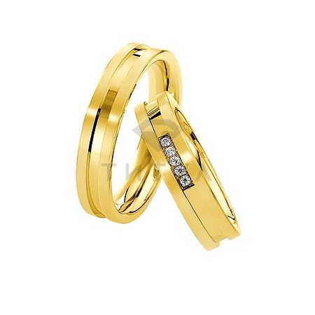 Т-28162 золотые парные обручальные кольца (ширина 5 мм.) (цена за пару)