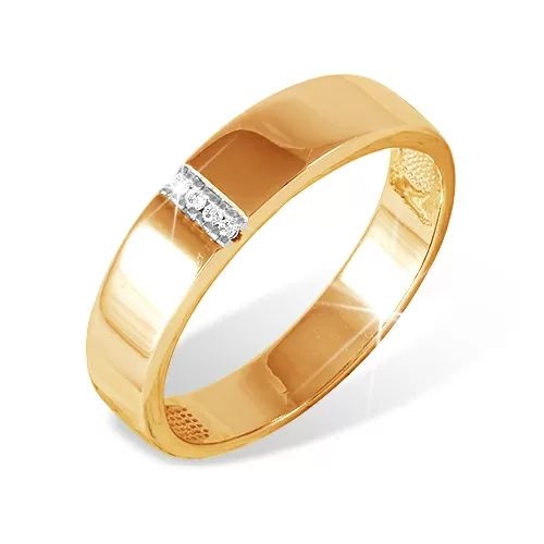Кольцо из красного золота 585 с 4  бриллиантами, 0,016 карат 