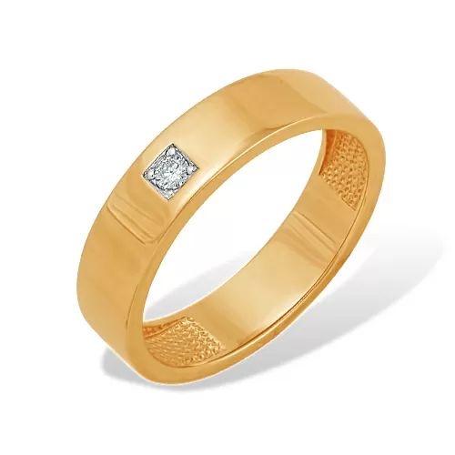 Кольцо из красного золота 585 с 1 бриллиантом, 0,048 карат 