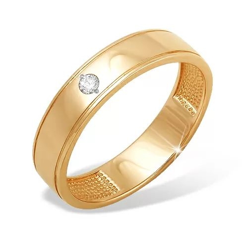 Кольцо из красного золота 585 с 1 бриллиантом, 0,038 карат 
