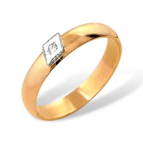 Кольцо из красного золота 585 с 1 бриллиантом, 0,014 карат 