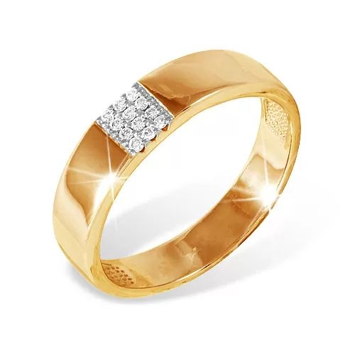 Кольцо из красного золота 585 с 12  бриллиантами, 0,048 карат 