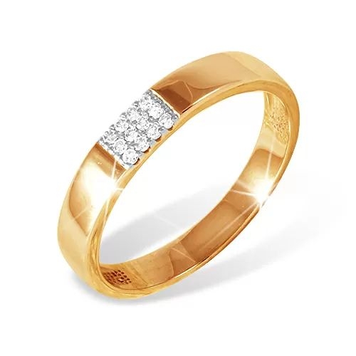 Кольцо из красного золота 585 с 12  бриллиантами, 0,048 карат 