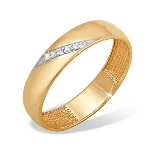 Кольцо из красного золота 585 с 5  бриллиантами, 0,025 карат, дорожка 