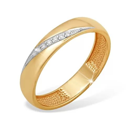Кольцо из красного золота 585 с 7  бриллиантами, 0,035 карат, дорожка 