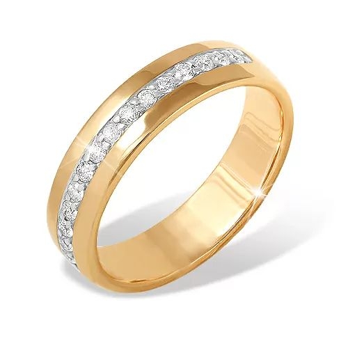 Кольцо из красного золота 585 с 15  бриллиантами, 0,21 карат 