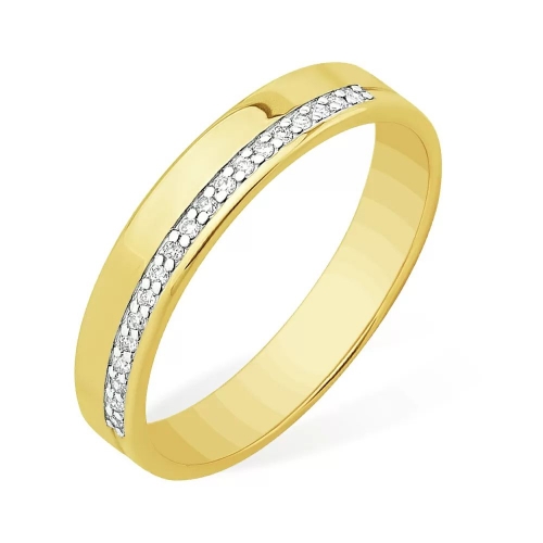 Кольцо из лимонного золота 585 с 19  бриллиантами, 0,095 карат, дорожка 