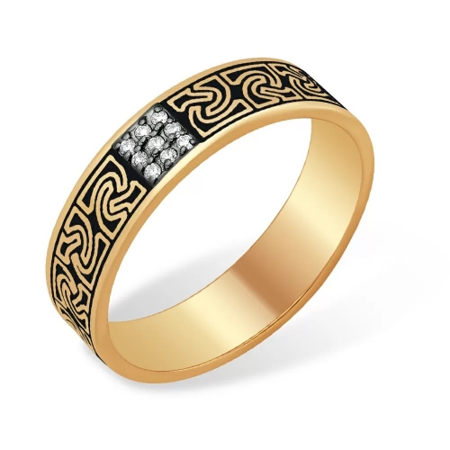 Кольцо из красного золота 585 с бриллиантами, необычное 