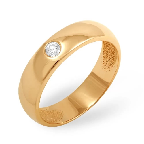Кольцо из красного золота 585 с 1 бриллиантом, 0,078 карат 