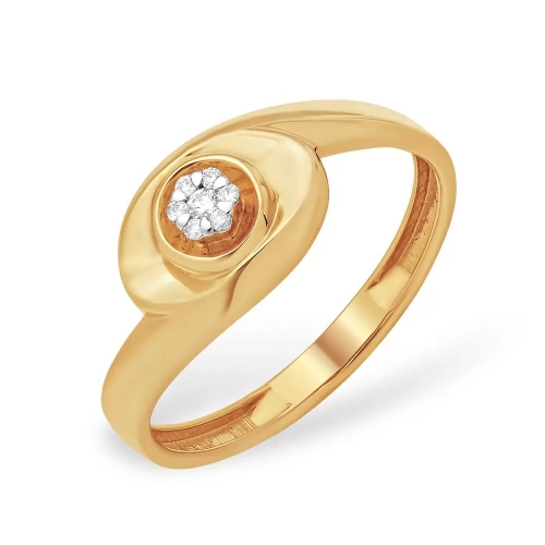 Кольцо из красного золота 585 с 7  бриллиантами, 0,044 карат 
