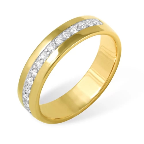 Кольцо из лимонного золота 585 с 15  бриллиантами, 0,21 карат, дорожка 