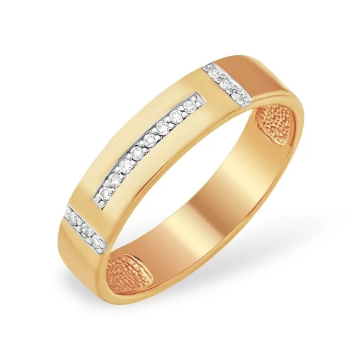 Кольцо из красного золота 585 с 14  бриллиантами, 0,07 карат, шайба 