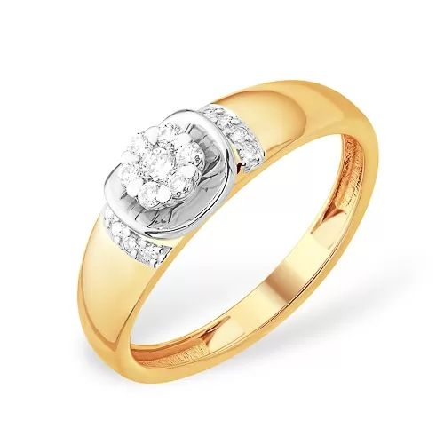 Кольцо из красного золота 585 с 15  бриллиантами, 0,174 карат 