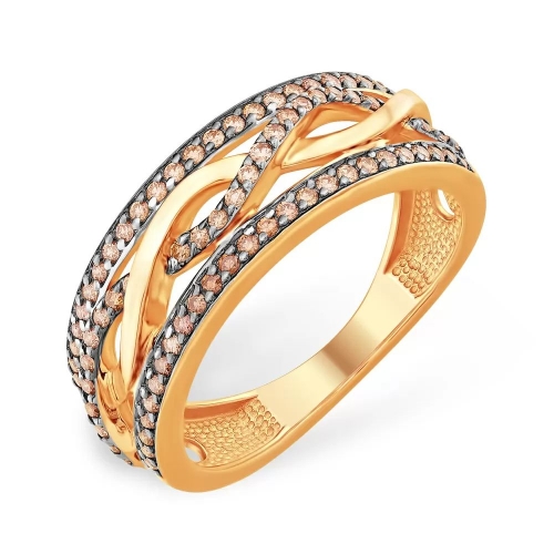 Кольцо из красного золота 585 с 80  бриллиантами, 0,32 карат, дорожка, линия
