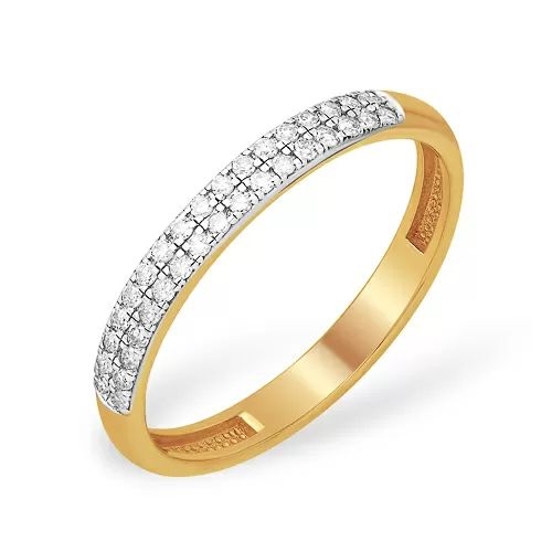 Кольцо из красного золота 585 с 34  бриллиантами, 0,136 карат, дорожка 
