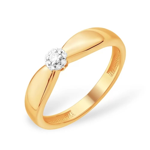 Кольцо из красного золота 585 с 9  бриллиантами, 0,059 карат, малинка 