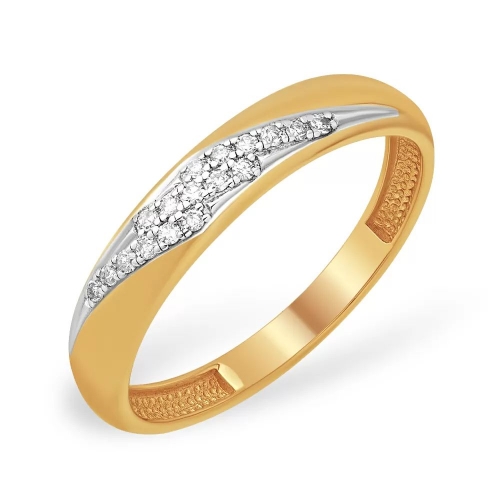 Кольцо из красного золота 585 с 17  бриллиантами, 0,085 карат 