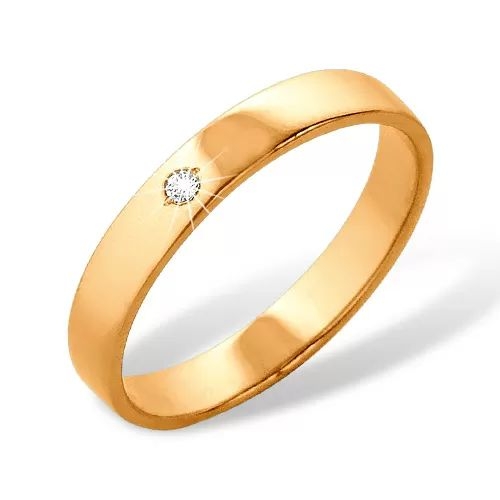 Кольцо из красного золота 585 с 1 бриллиантом, 0,019 карат 