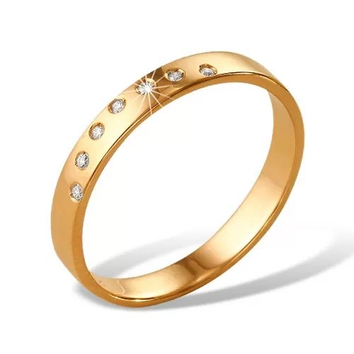 Кольцо из красного золота 585 с 7  бриллиантами, 0,049 карат, шайба 
