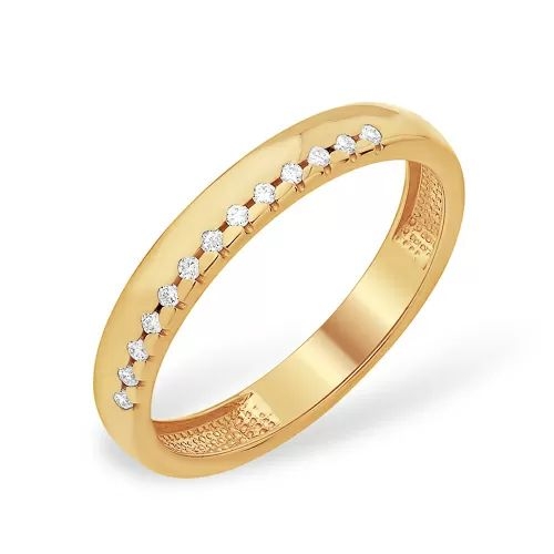 Кольцо из красного золота 585 с 13  бриллиантами, 0,091 карат, дорожка 