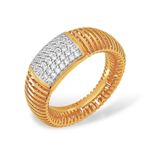 Кольцо из красного золота 585 с 42  бриллиантами, 0,294 карат, фактурное, необычное 