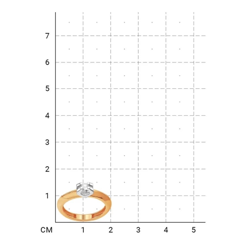Кольцо из красного золота 585 с 1 бриллиантом, 0,058 карат 