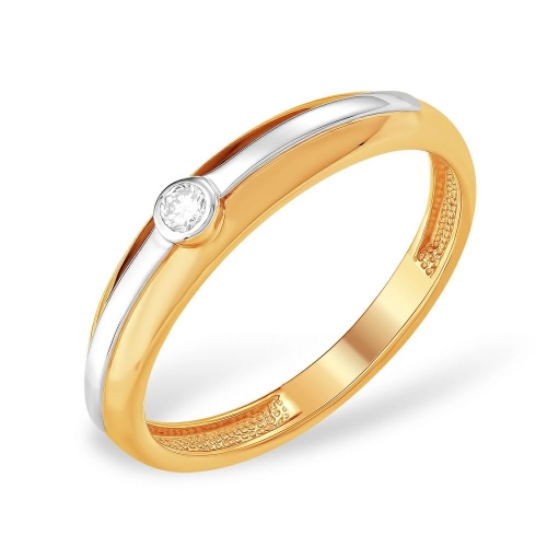 Кольцо из красного золота 585 с 1 бриллиантом, 0,059 карат