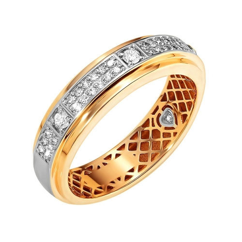Кольцо из красного золота 585 с 40  бриллиантами, 0,27 карат, дорожка