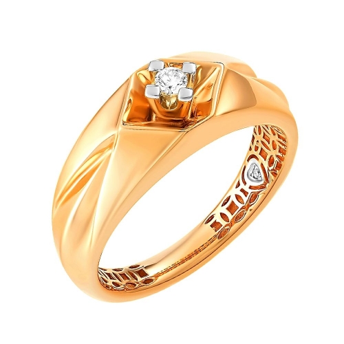 Кольцо из красного золота 585 с 2  бриллиантами, 0,063 карат