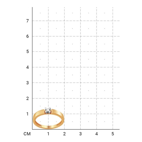 Кольцо из красного золота 585 с 1 бриллиантом, 0,06 карат