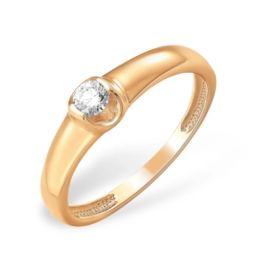 Кольцо из красного золота 585 с бриллиантом, 0,117 карат