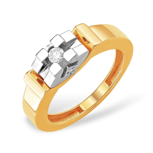 Кольцо из красного золота 585 с 3  бриллиантами, 0,129 карат