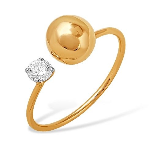 Кольцо из красного золота 585 с 1 бриллиантом, 0,288 карат