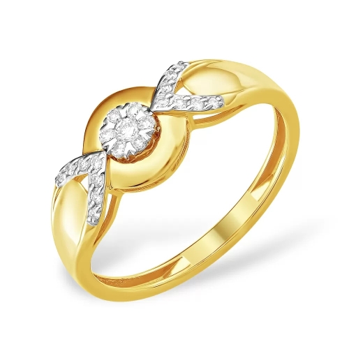 Кольцо из желтого золота 585 с бриллиантом, 0,139 карат