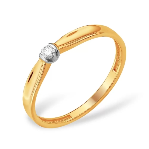 Кольцо из красного золота 585 с бриллиантом, 0,059 карат
