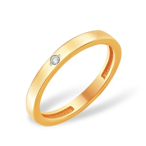 Кольцо из красного золота 585 с бриллиантом, 0,021 карат