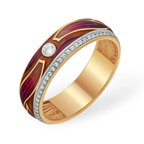 Кольцо из красного золота 585 с фианитами 