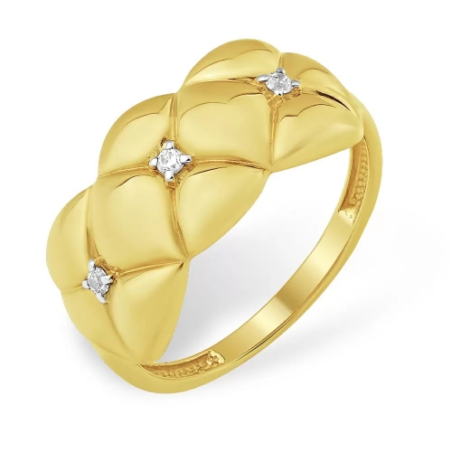 Кольцо из лимонного золота 585 с фианитами 