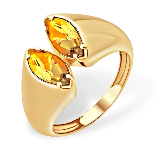 Кольцо из красного золота 585 с цитринами 