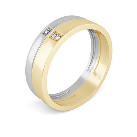 Костромской ювелирный завод Обручальное кольцо из комбинированного золота с фианитами