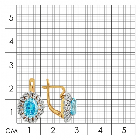 Серьги из золота 585 пробы с топазами и фианитами 