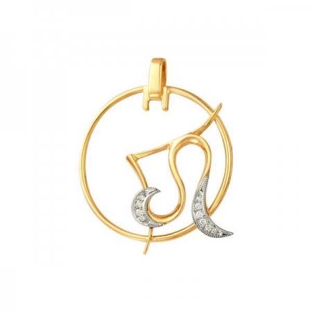 Подвеска знак зодиака Лев из золота с фианитами