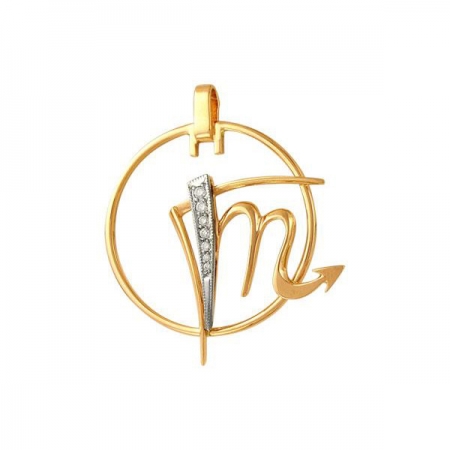Костромской ювелирный завод Подвеска знак зодиака Скорпион из золота с фианитом