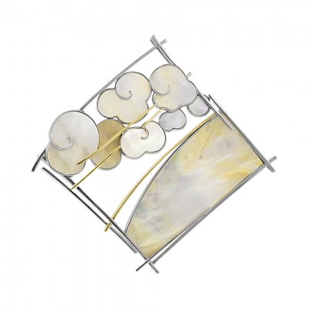 Костромской ювелирный завод Эксклюзивная подвеска из комбинированного золота с перламутром