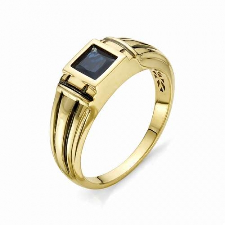11219-302 мужское кольцо из желтого золота с сапфиром