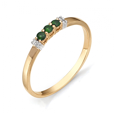 11225-101 золотое кольцо с изумрудами и бриллиантами