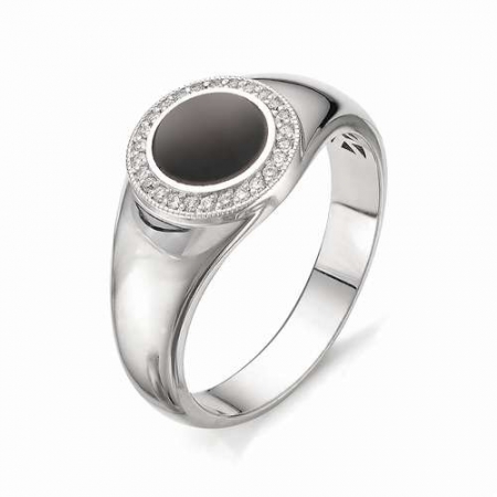 Т-20212 мужское кольцо из белого золота с бриллиантами