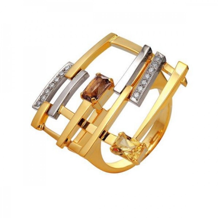 Эксклюзивное кольцо Фейерверк из комбинированного золота