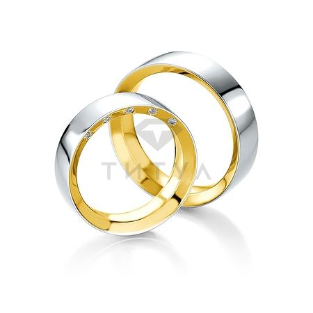 Т-28671 золотые парные обручальные кольца (ширина 6 мм.) (цена за пару)